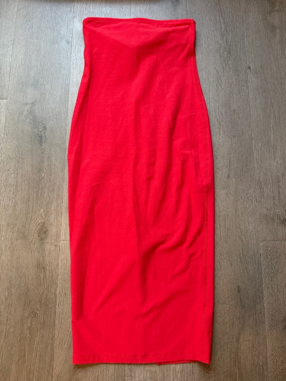 Beyond Yoga Strapless Bold Red Midi Dress
